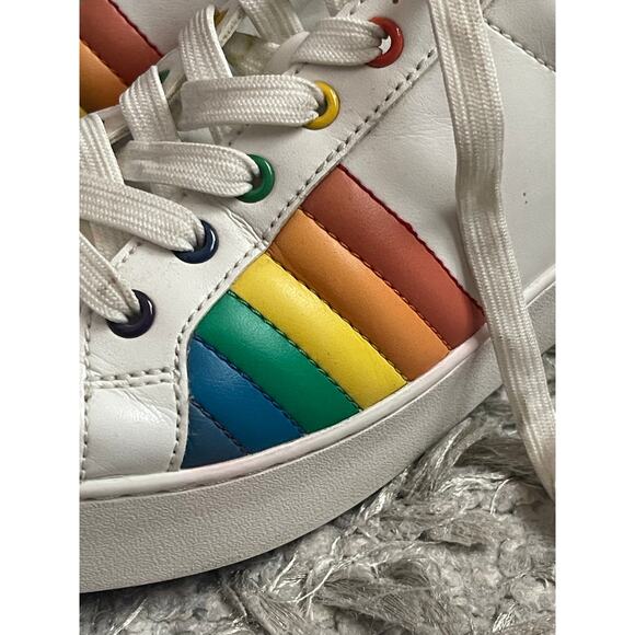 Michael Kors Poppy Lace Up Rainbow Sneakers 9.5 M - Picture 3 of 12